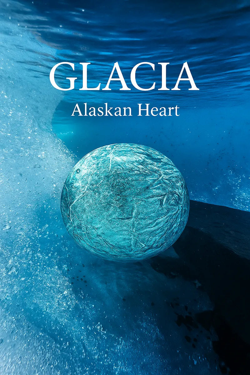 Glacia bead under glacier water, shimmering with Alaskan ice light
